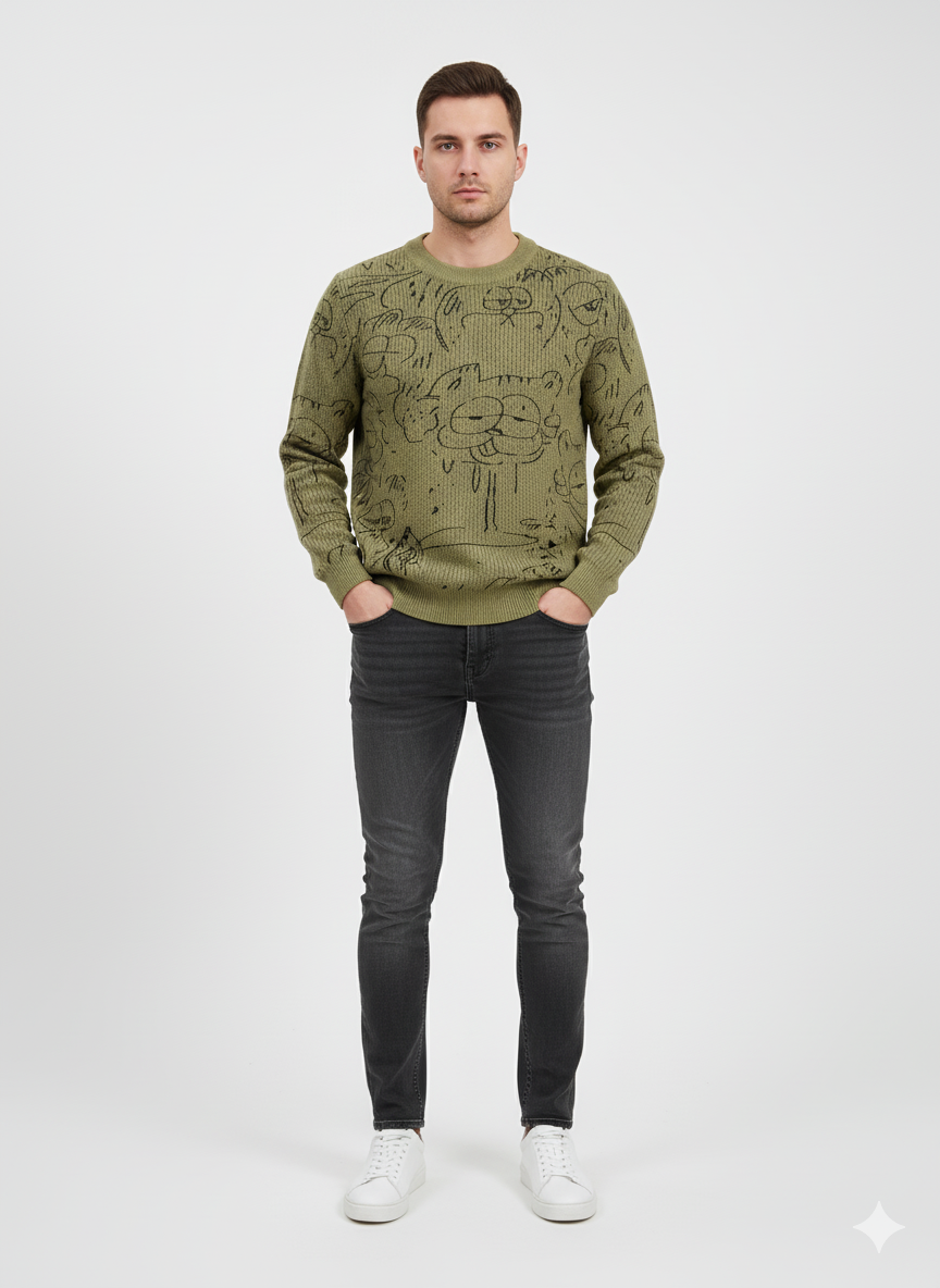 Premium Doodle Knit Sweater