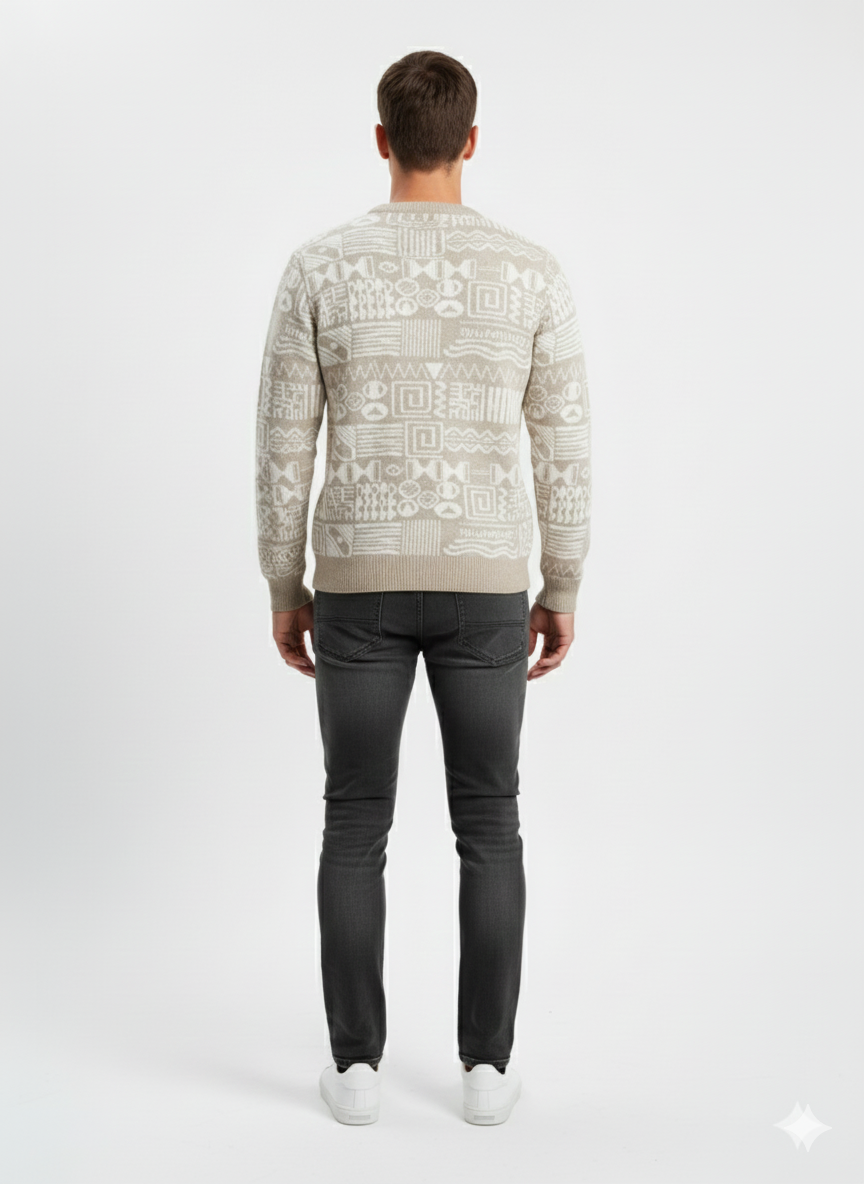 Geometric Pattern Knit Sweater