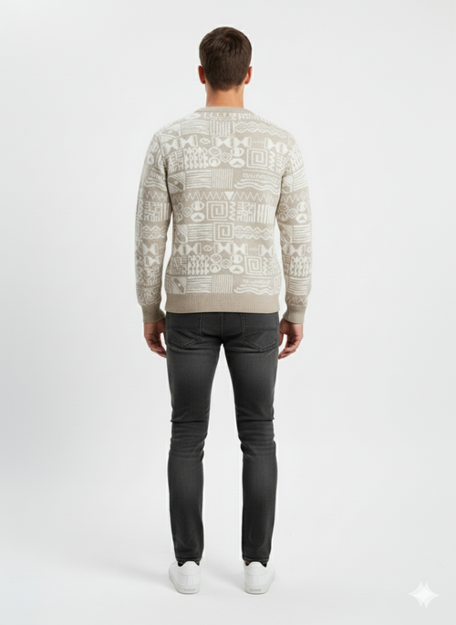 Geometric Pattern Knit Sweater